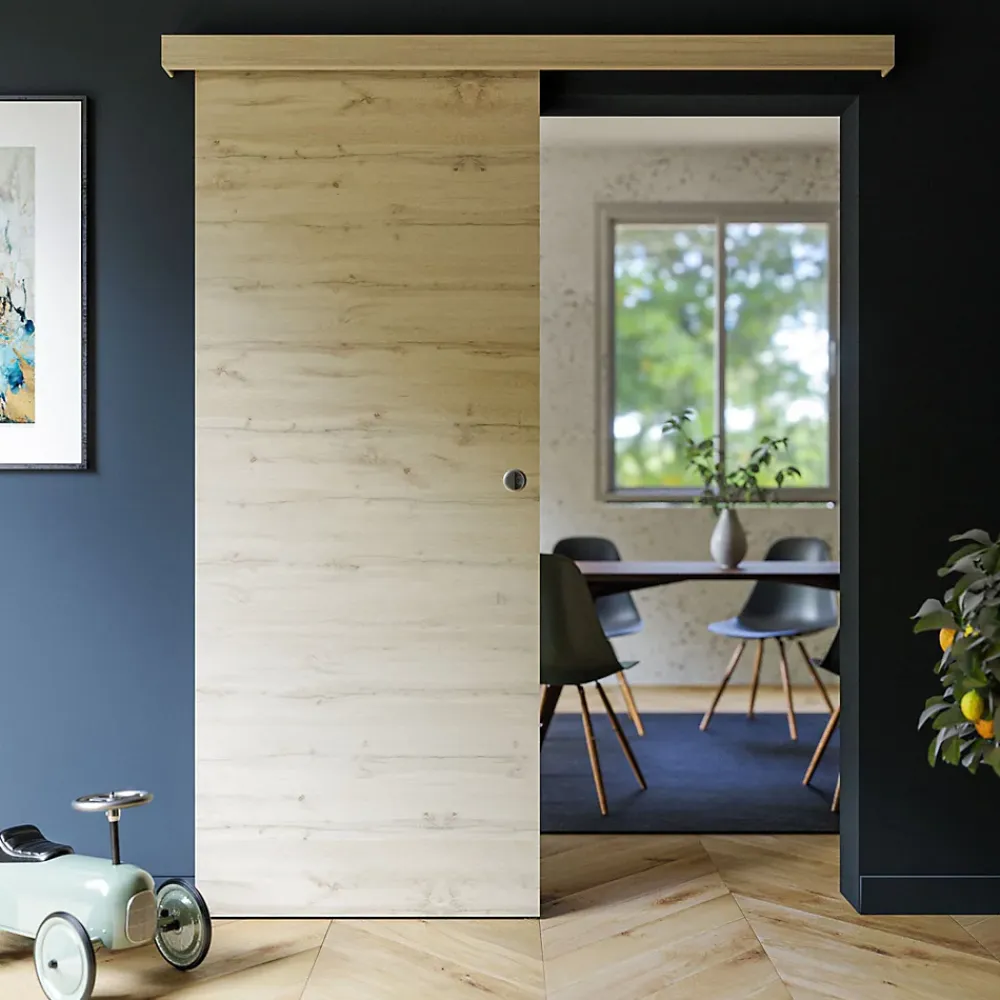 Coulicool Porte Coulissante avec Rail - Tokyo 83 cm - Sans butée- Porte Coulissante