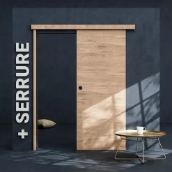 Coulicool Porte Coulissante avec Rail + Serrure - Denver 83 cm- Porte Coulissante