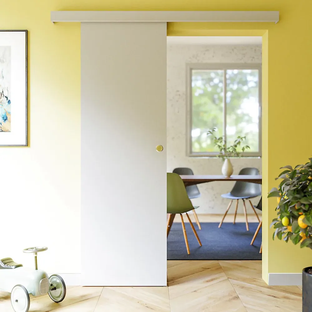 Coulicool Porte Coulissante<Porte Coulissante avec Rail - Prépeinte Plane 63 cm - Sans butée