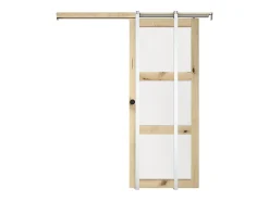 Vente-unique Porte coulissante avec système à galandage en bois et verre trempé - 3 fenêtres - H205 x L93 cm - ACOSTA II- Porte Coulissante