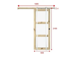 Vente-unique Porte coulissante avec système à galandage en bois et verre trempé - 3 fenêtres - H205 x L93 cm - ACOSTA II- Porte Coulissante