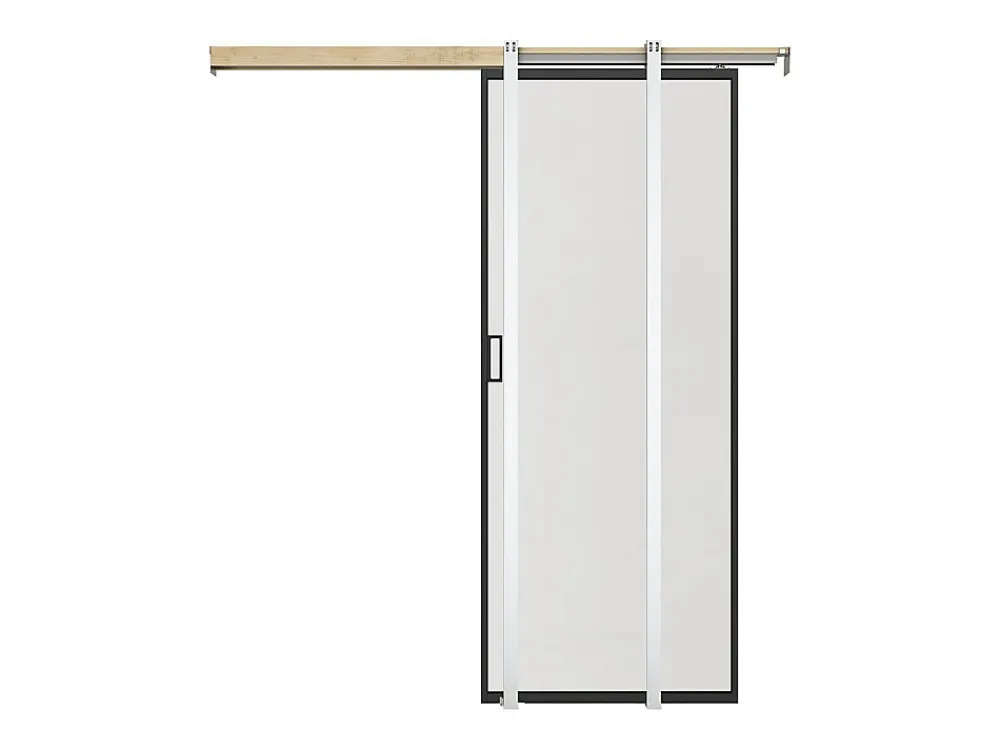 Vente-unique Porte Coulissante<Porte coulissante avec système à galandage - aluminium et verre trempé dépoli - H205 x L93 cm - LINCI II