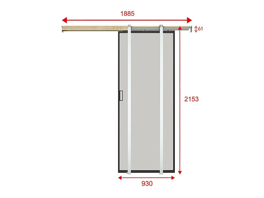 Vente-unique Porte Coulissante<Porte coulissante avec système à galandage - aluminium et verre trempé dépoli - H205 x L93 cm - LINCI II