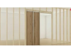 Vente-unique Porte Coulissante<Porte coulissante avec système à galandage - aluminium et verre trempé dépoli - H205 x L93 cm - LINCI II