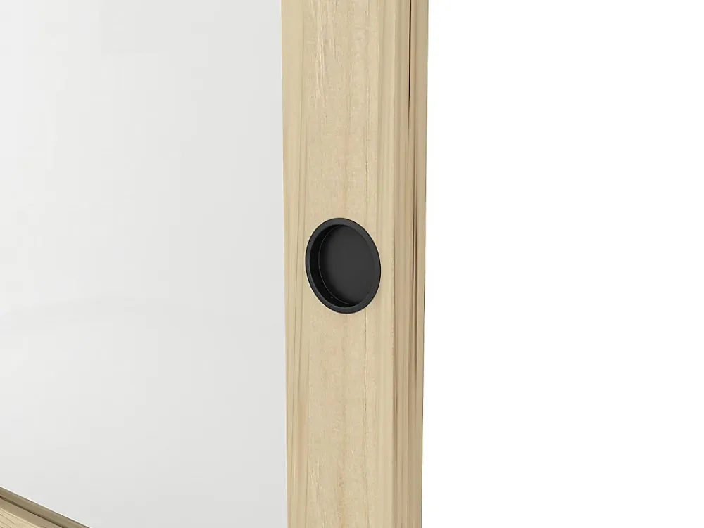 Vente-unique Porte coulissante avec système à galandage en bois et verre trempé dépoli - 3 fenêtres - H205 x L63 cm - ACOSTA II- Porte Coulissante