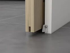 Vente-unique Porte coulissante avec système à galandage en bois et verre trempé dépoli - 3 fenêtres - H205 x L63 cm - ACOSTA II- Porte Coulissante