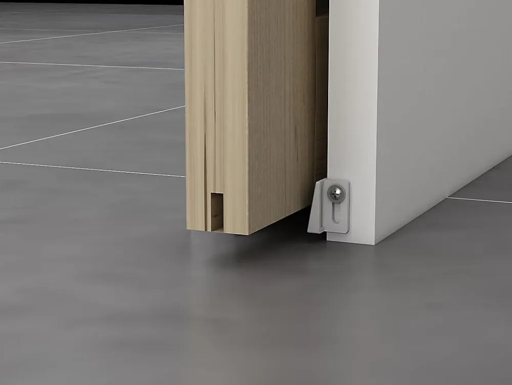 Vente-unique Porte coulissante avec système à galandage en bois et verre trempé dépoli - 3 fenêtres - H205 x L63 cm - ACOSTA II- Porte Coulissante