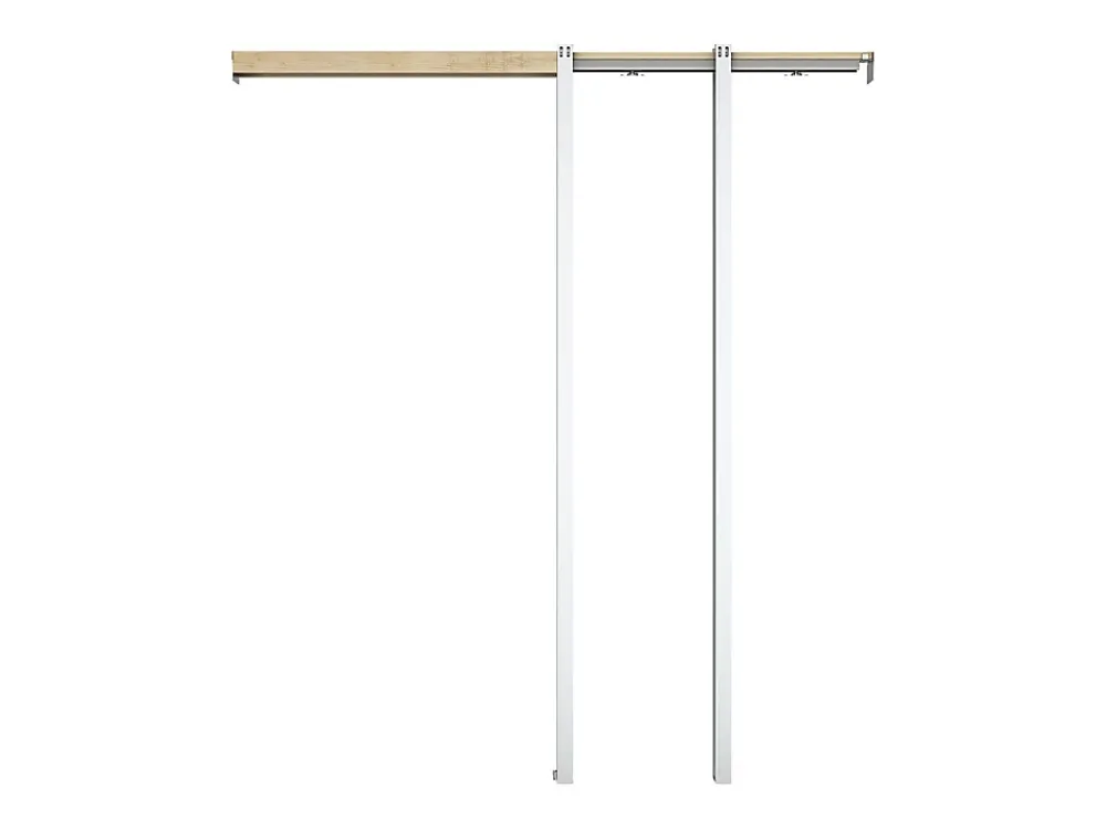 Vente-unique Porte coulissante avec système à galandage en bois et verre trempé dépoli - 3 fenêtres - H205 x L63 cm - ACOSTA II- Porte Coulissante