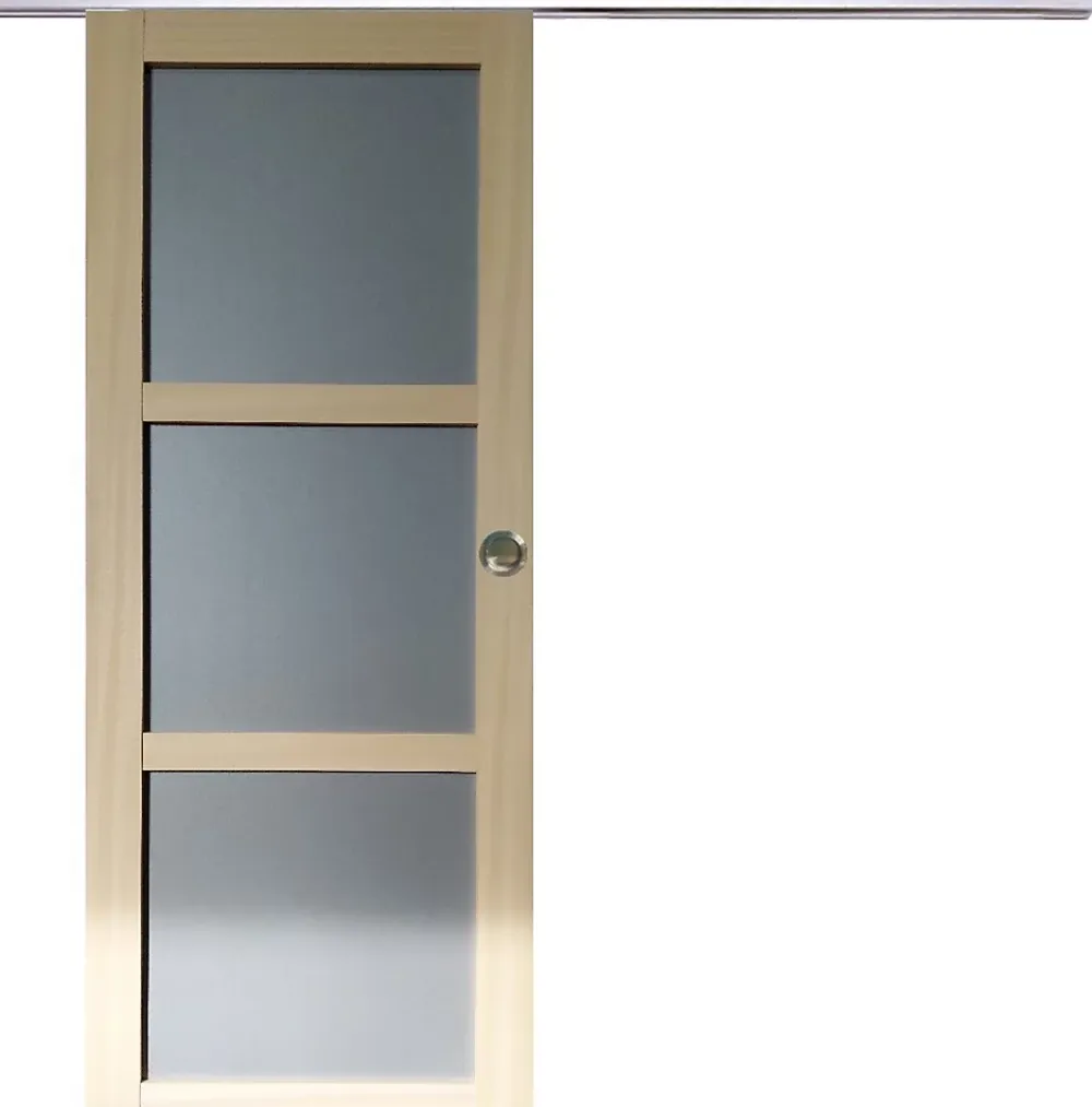 Gd Menuiseries Porte Coulissante<Porte Coulissante Ayous 3 Panneaux Gris Ral 7035 H204 X L83,rail Alu, Coquilles