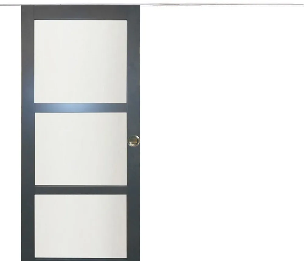 Gd Menuiseries Porte Coulissante<Porte Coulissante Blakeria Vitrée Ral7016 H204 X L93, Rail Alu Bandeau Blanc, Coquilles