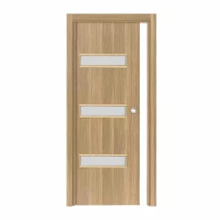Reivilo Porte coulissante cloison April, H.204 x l.73 cm, sans serrure, finition chêne brut structuré- Porte Coulissante