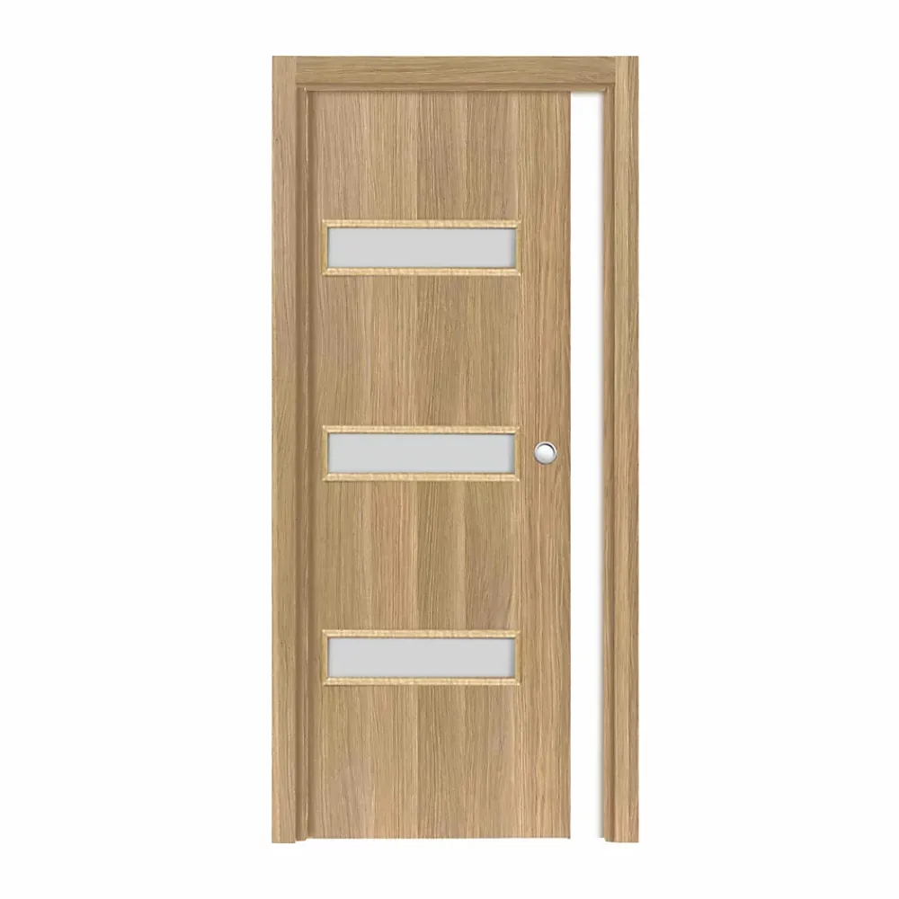 Reivilo Porte coulissante cloison April, H.204 x l.73 cm, sans serrure, finition chêne brut structuré- Porte Coulissante