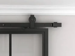 Schulte Porte Coulissante<Porte coulissante complète verre - 90x215 - Porte vitrée - Décor industriel - Satinée - Noir