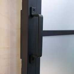 Schulte Porte coulissante complète verre - 102x220 - Porte vitrée - Décor industriel Loftstyle - Satinée - Noir- Porte Coulissante