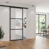 Schulte Porte Coulissante<Porte coulissante complète verre - 102x220 - Porte vitrée - Décor industriel Loftstyle - Transparent - Noir