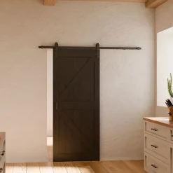Schulte Porte Coulissante<Porte coulissante complète - bois 90x215cm - chêne oak noir - système ouvert noir -Softclose