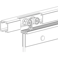 Schulte Porte Coulissante Complète 90x203 - Rail Noir - Verre De Sécurité - Verre Sablé - Poignée Barre -softclose- Porte Coulissante