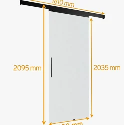 Schulte Porte Coulissante Complète 90x203 - Rail Noir -porte Vitrée - Verre Sablé - Poignée Barre-double Softclose- Porte Coulissante
