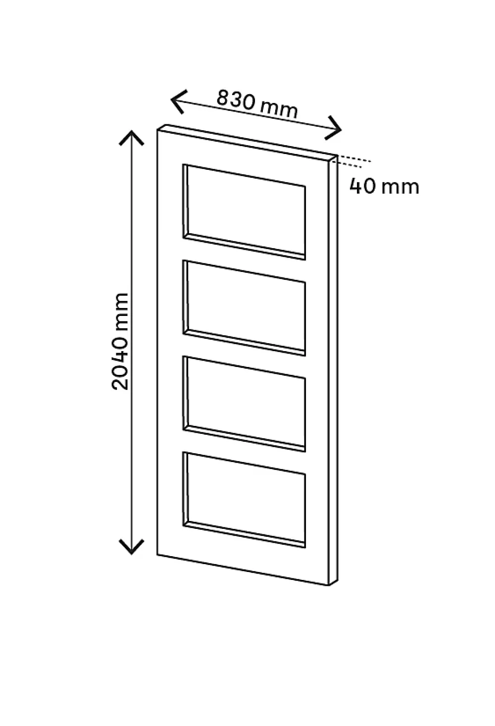 Porte coulissante Connemara 4 carreaux blanc H.204 x l.83 cm- Porte Coulissante