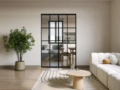 Vente-unique Porte Coulissante<Porte coulissante double avec système à galandage en aluminium et verre trempé - 2 x H205 x L63 cm - WILDEN II
