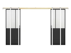 Vente-unique Porte coulissante double atelier avec système à galandage - Noir et verre trempé - 2 x H205 x L93 cm - ARTISTO II- Porte Coulissante
