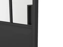 Vente-unique Porte coulissante double atelier avec système à galandage - Noir et verre trempé - 2 x H205 x L93 cm - ARTISTO II- Porte Coulissante