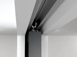 Vente-unique Porte coulissante double atelier avec système à galandage - Noir et verre trempé - 2 x H205 x L93 cm - ARTISTO II- Porte Coulissante