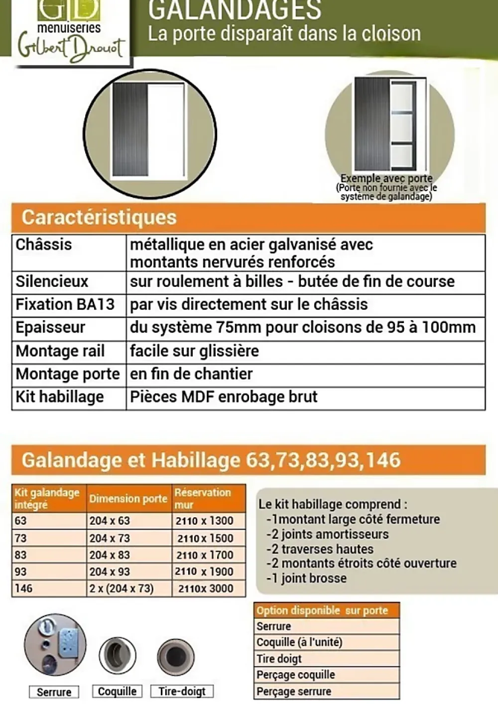 Gd Menuiseries Porte Coulissante<Porte Coulissante Frake 3 Panneaux H204 X L73, Galandage, Kit De Finition