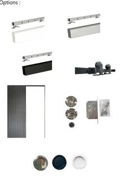 Gd Menuiseries Porte Coulissante Honey Oak H204 X L73, Rail Alu Bandeau Noir- Porte Coulissante