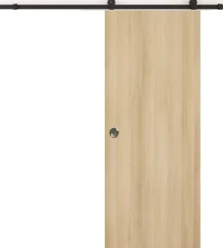 Gd Menuiseries Porte Coulissante Honey Oak H204 X L73, Rail Roulettes, Coquilles- Porte Coulissante