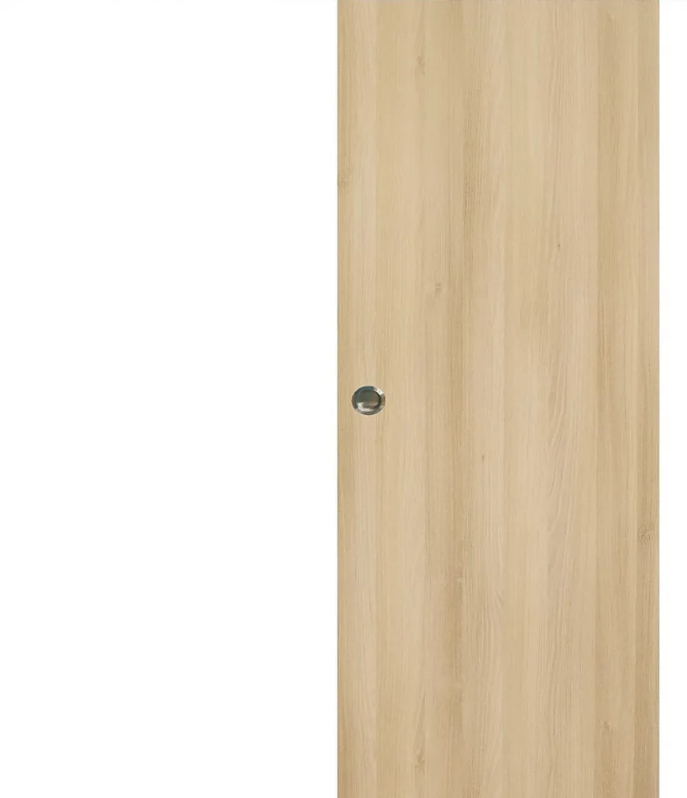 Gd Menuiseries Porte Coulissante<Porte Coulissante Honey Oak H204 X L73, Rail Alu Bandeau Blanc, Coquilles