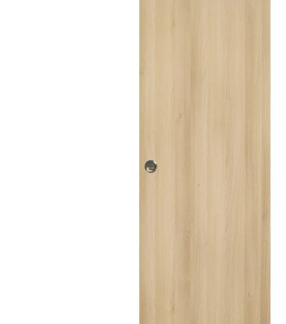 Gd Menuiseries Porte Coulissante Honey Oak H204 X L83,rail Alu, Coquilles- Porte Coulissante