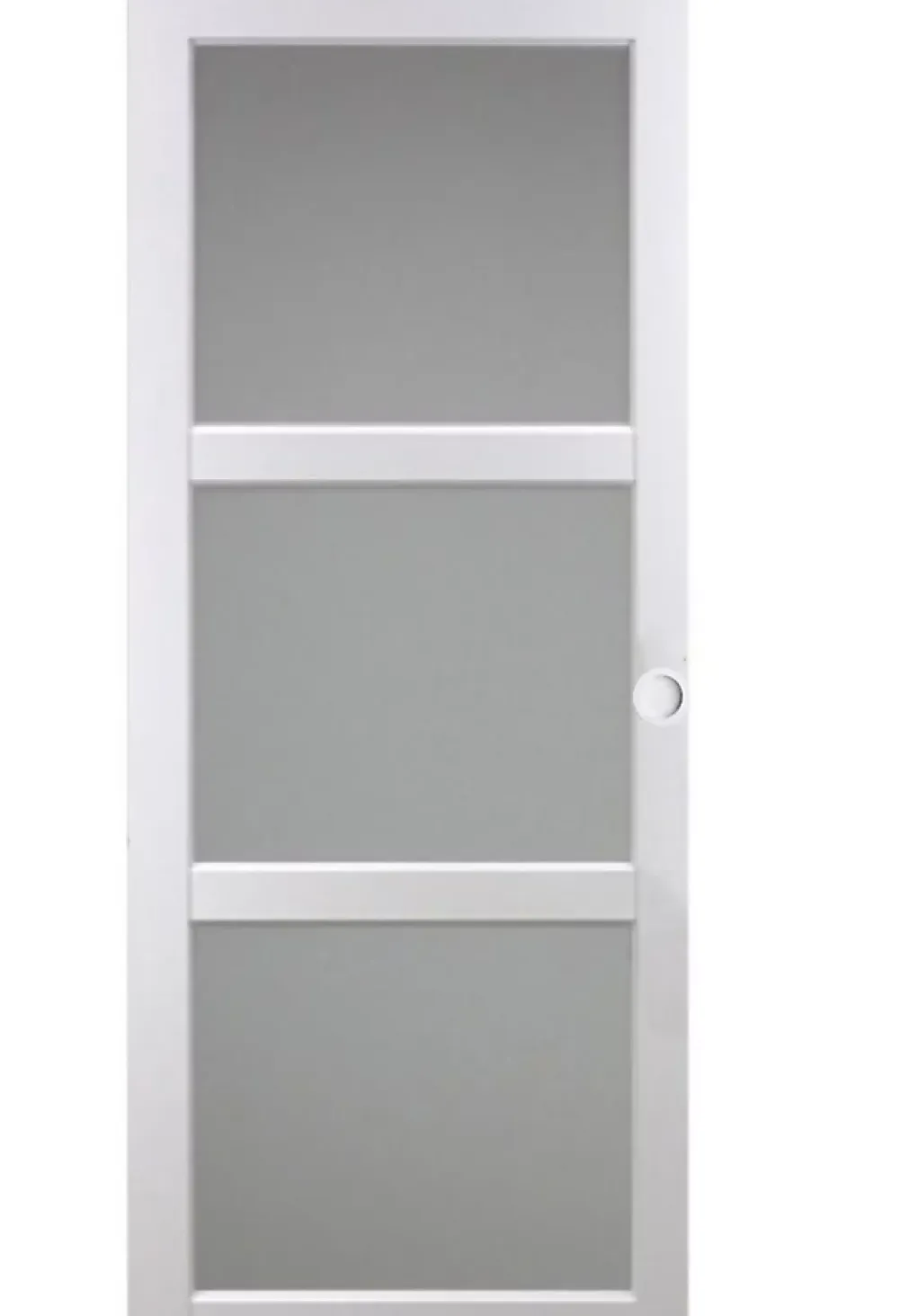 Gd Menuiseries Porte Coulissante Kenya Blanc Vitrée H204 X L73, Rail Alu, Coquilles Blanc- Porte Coulissante
