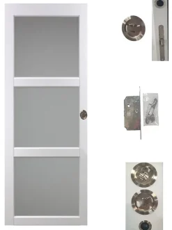 Gd Menuiseries Porte Coulissante Kenya Blanc Vitrée H204 X L83, Serrure Condamnation- Porte Coulissante
