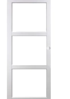 Gd Menuiseries Porte Coulissante<Porte Coulissante Kenya Blanc Vitrage Transparent H204 X L73, Rail Alu, Coquilles Blanc