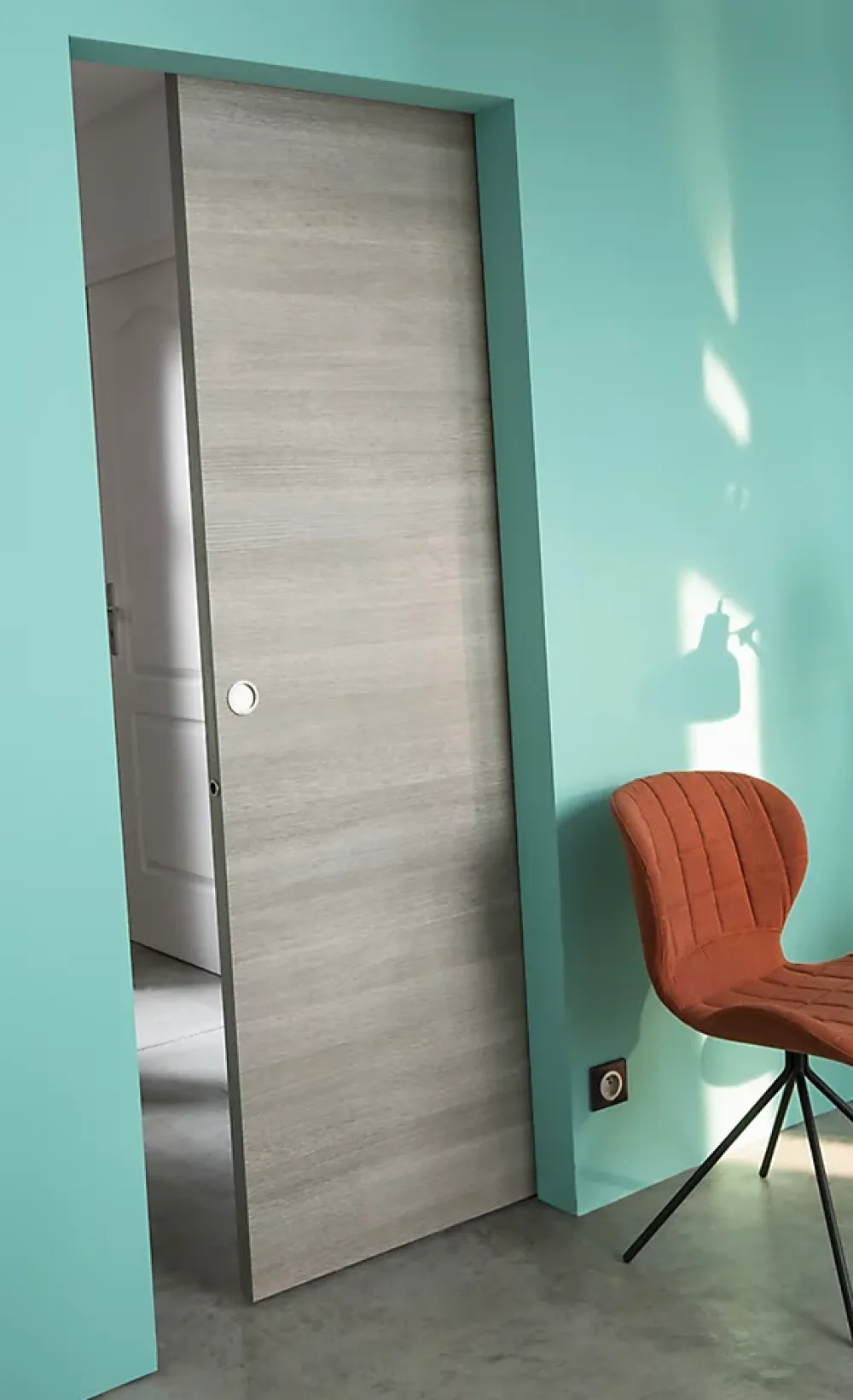 Porte coulissante Summa gris clair H.204 x l.73 cm- Porte Coulissante