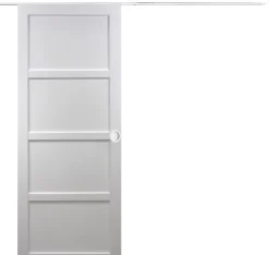 Gd Menuiseries Porte Coulissante<Porte Coulissante Tamera Blanc 4 Panneaux H204 X L73, Rail Alu Bandeau Blanc, Coquilles Blanc