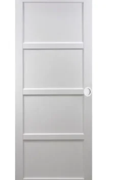 Gd Menuiseries Porte Coulissante<Porte Coulissante Tamera Blanc 4 Panneaux H204 X L93, Rail Alu, Coquilles Blanc