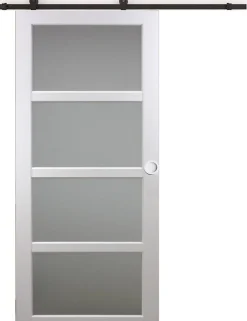 Gd Menuiseries Porte Coulissante Tana Blanc Vitrée H204 X L83, Rail Roulettes, Coquilles Blanc- Porte Coulissante