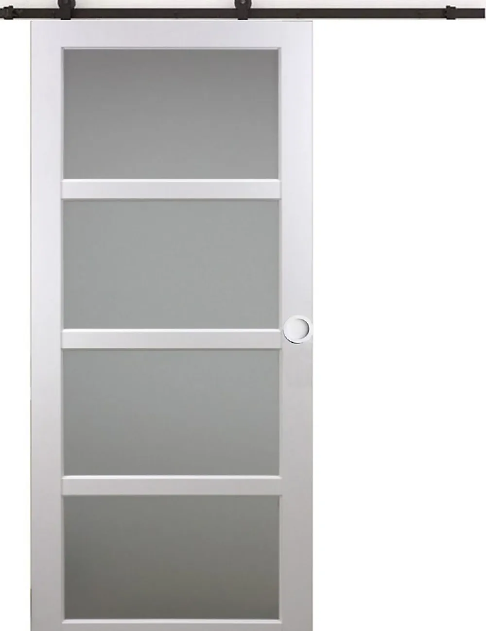 Gd Menuiseries Porte Coulissante Tana Blanc Vitrée H204 X L83, Rail Roulettes, Coquilles Blanc- Porte Coulissante