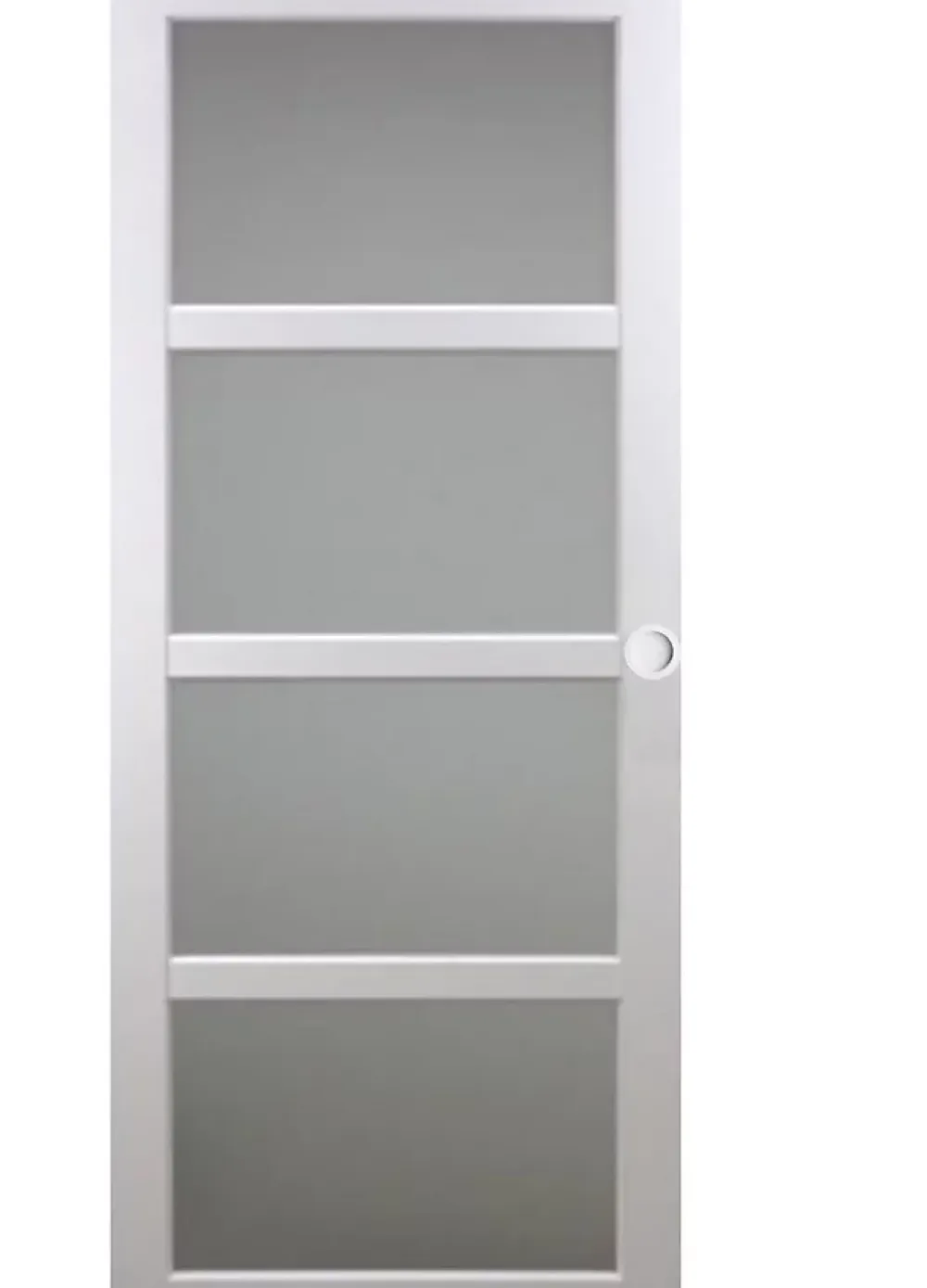 Gd Menuiseries Porte Coulissante Tana Blanc Vitrée H204 X L83, Rail Roulettes, Coquilles Blanc- Porte Coulissante