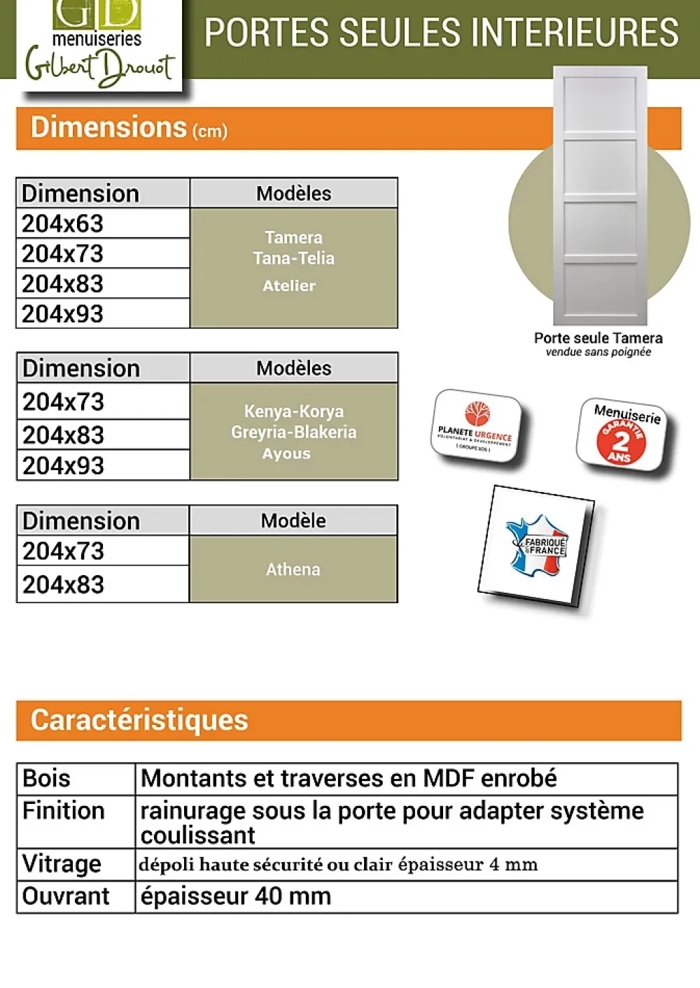 Gd Menuiseries Porte Coulissante Tana Blanc Vitrée H204 X L83, Rail Roulettes, Coquilles Blanc- Porte Coulissante