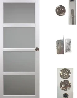 Gd Menuiseries Porte Coulissante<Porte Coulissante Tana Blanc Vitrée H204 X L73, Galandage, Kit Finition