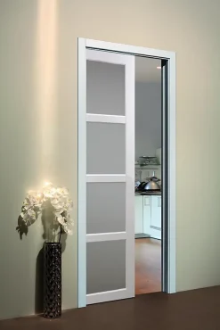 Gd Menuiseries Porte Coulissante<Porte Coulissante Tana Blanc Vitrée H204 X L73, Galandage, Kit Finition