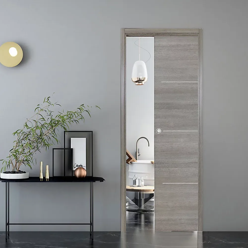Porte coulissante Triaconta gris clair H.204 x l.83 cm- Porte Coulissante