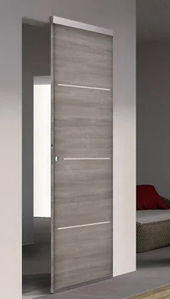 Porte coulissante Triaconta gris clair H.204 x l.83 cm- Porte Coulissante