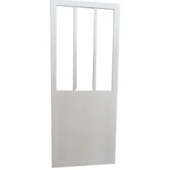 Porte coulissante vitrée esprit atelier blanc H.204 x l.83 cm- Porte Coulissante