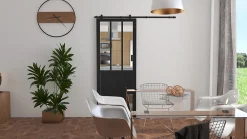 Porte Coulissante<Porte coulissante vitrée esprit atelier H.204 x l.83 cm