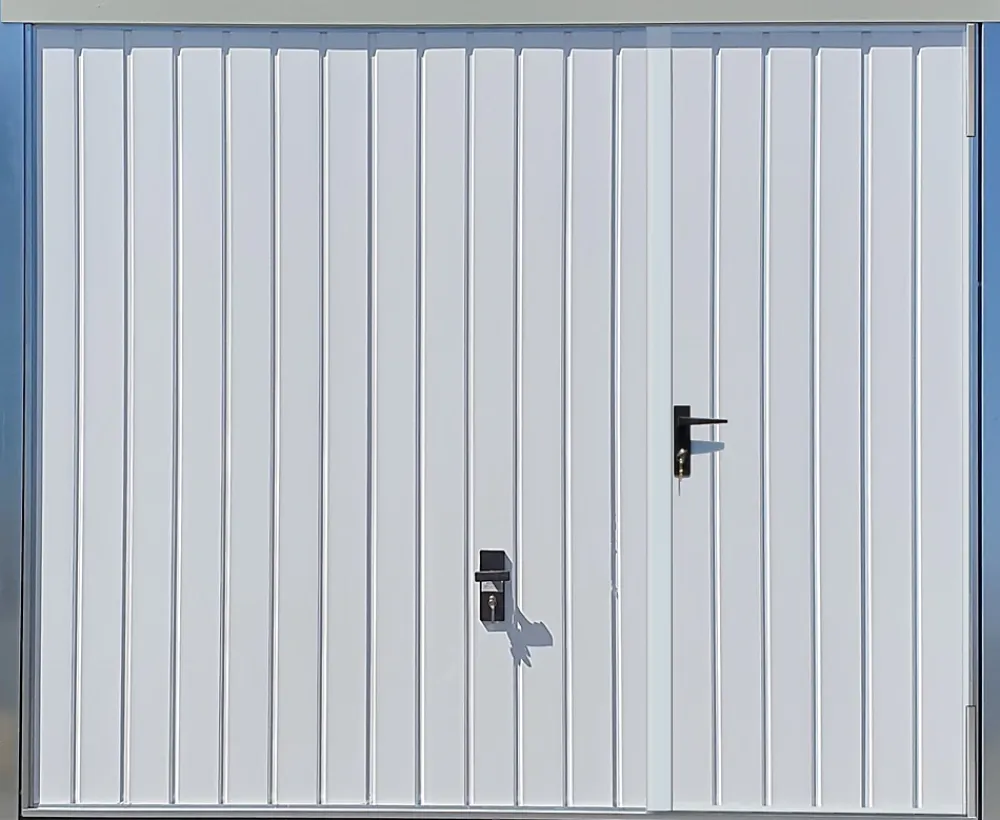 Spadone Porte de garage basculante blanc avec portillon droit l.240 x H.200 cm x Ep.20 mm- Porte De Garage Basculante