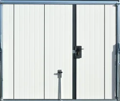 Spadone Porte de garage basculante grise avec portillon l.240 x H.200 cm x Ep.20 mm- Porte De Garage Basculante